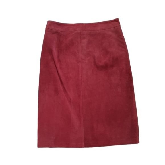 Gap Vintage Genuine Red Leather Suede Skirt - Picture 2 of 9